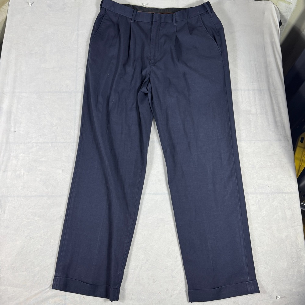 Hagger Mens Dress Pants Blue Pleated Front Classic Fit Premium Comfort 38x32